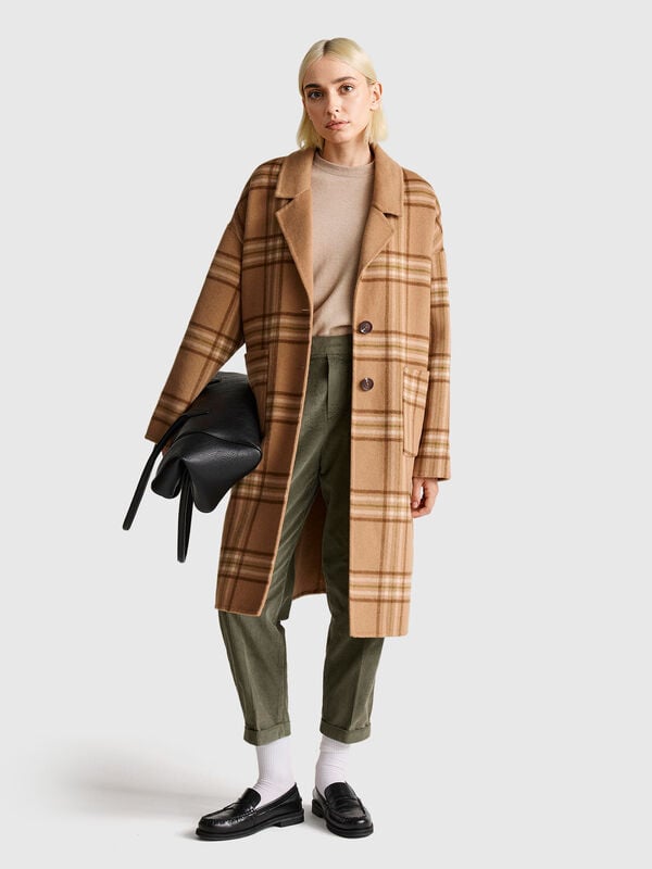 Abrigo reversible de mezcla de lana Mujer