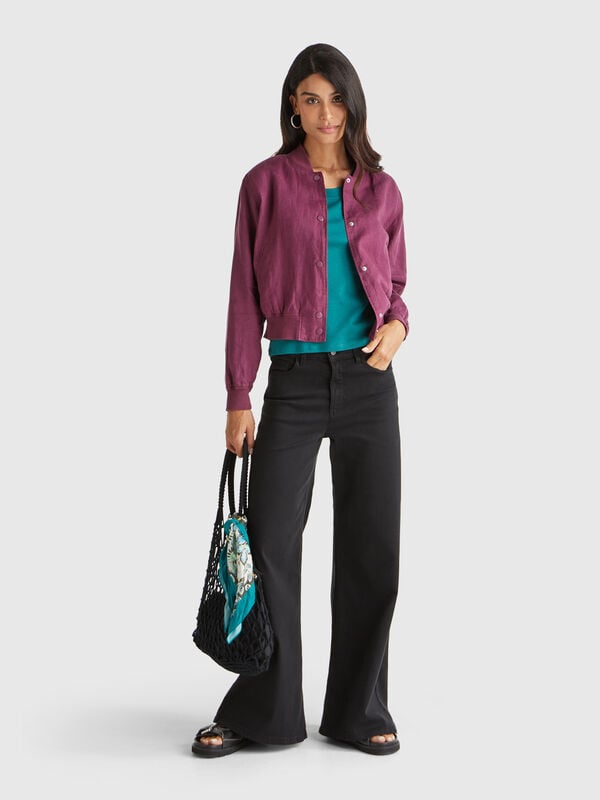 Chaqueta bomber 100% lino Mujer