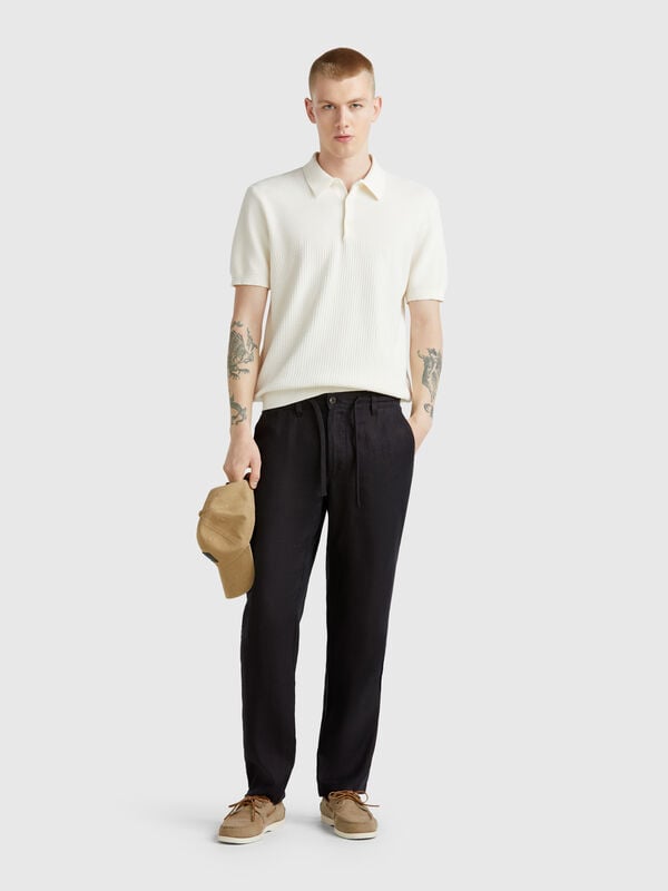 Pantalón de puro lino con cordón Hombre