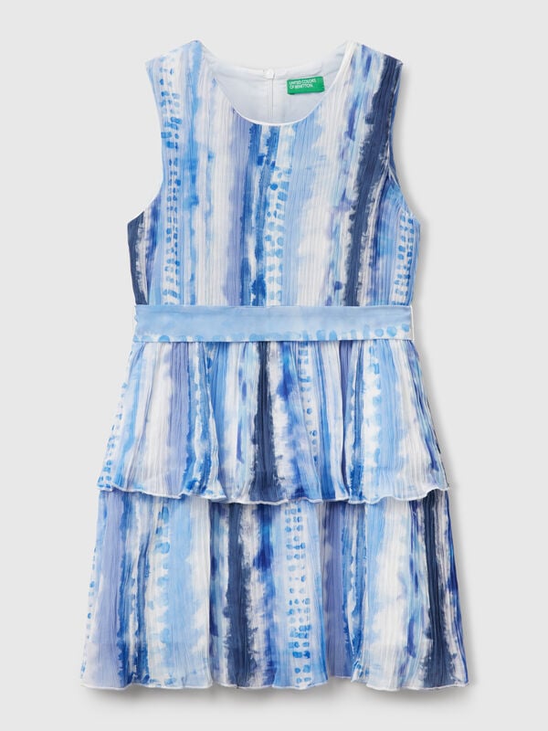 Vestido plisado estampado Niña