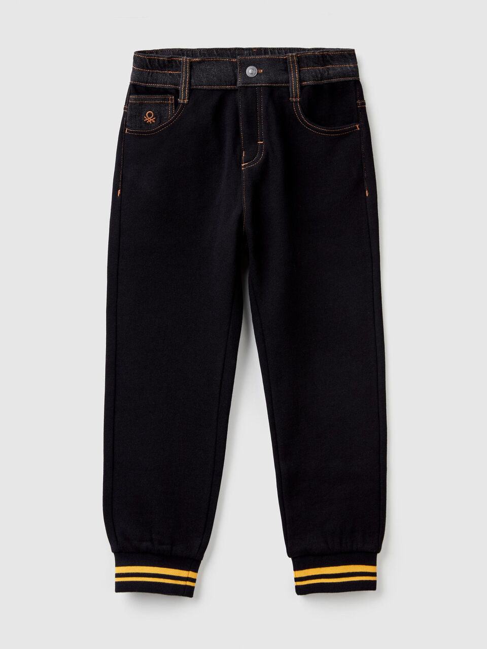 Pantalón de felpa con detalles en denim image number 1