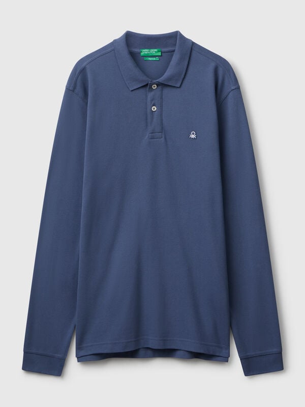 Polo de algodón de manga larga Hombre