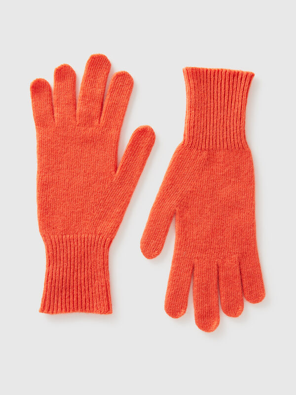 Guantes naranjas de pura lana merino Mujer