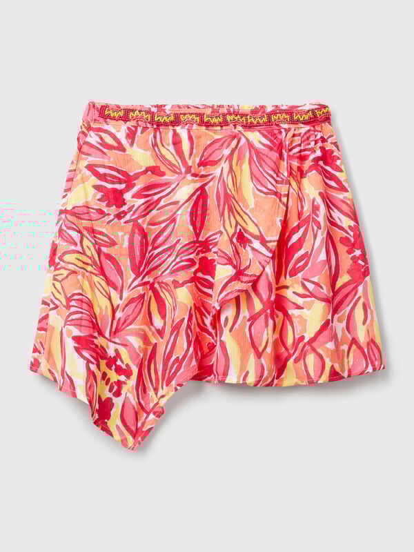 Minifalda con estampado tropical Niña