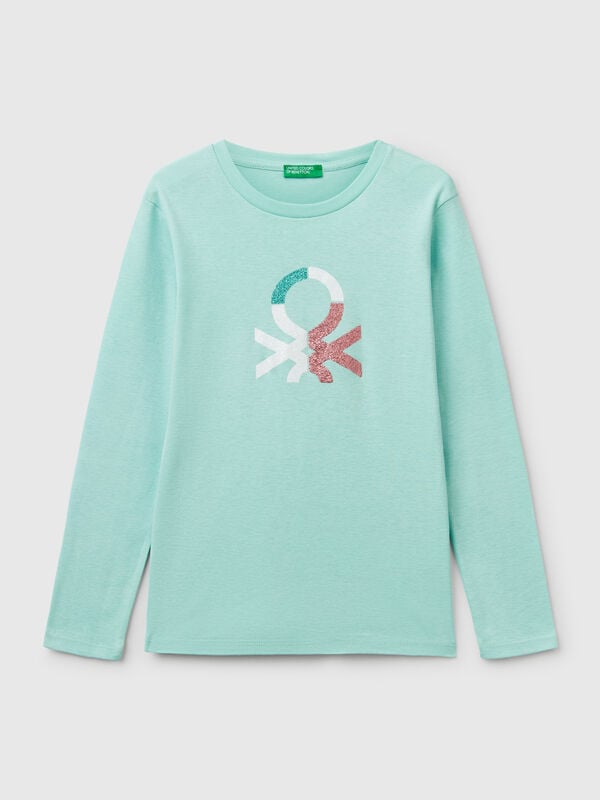 Camiseta de manga larga con estampado de glitter Niña