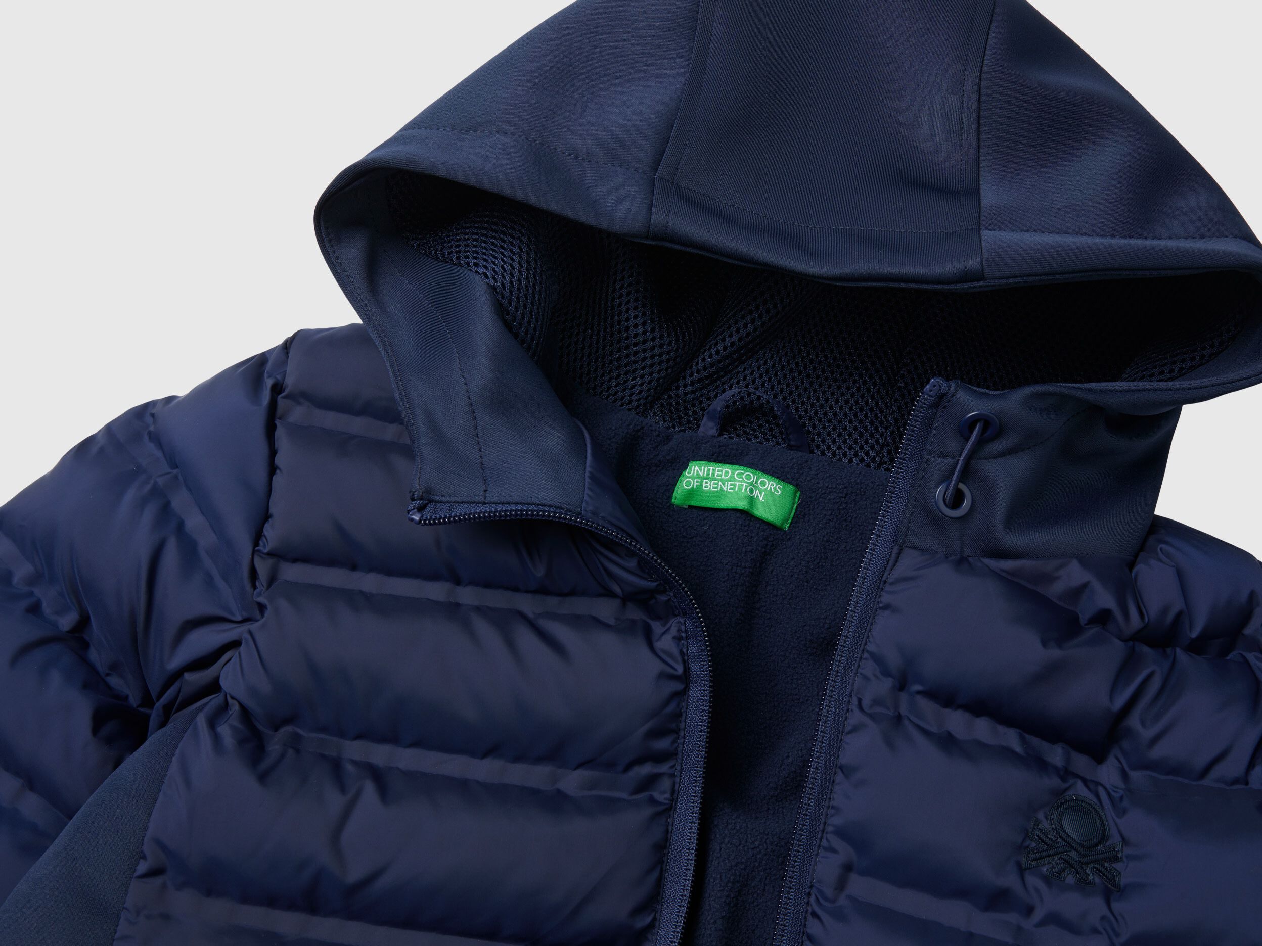 Cazadora con detalles de neopreno Azul Oscuro Benetton