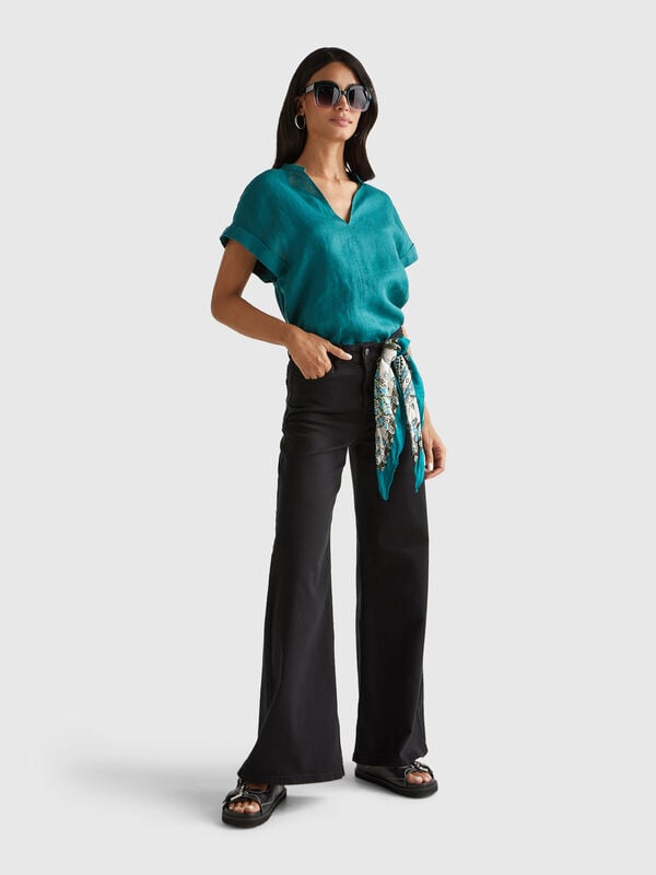 blusa con cuello en V Mujer