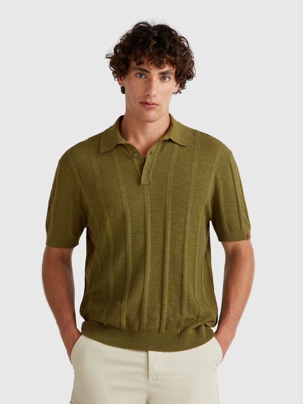Polo de punto en mezcla de lino Hombre