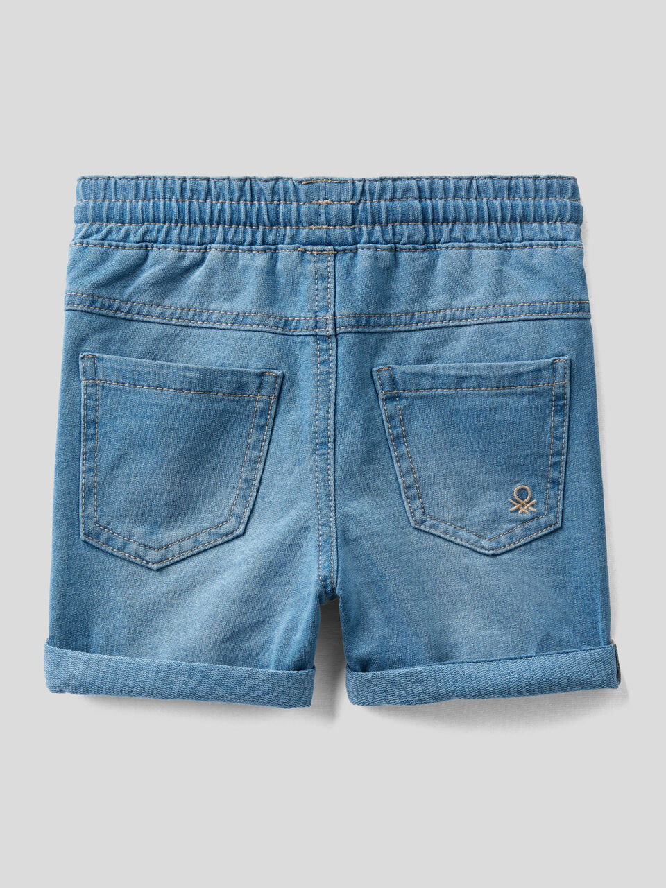 Pantalón corto de felpa de efecto denim image number 2