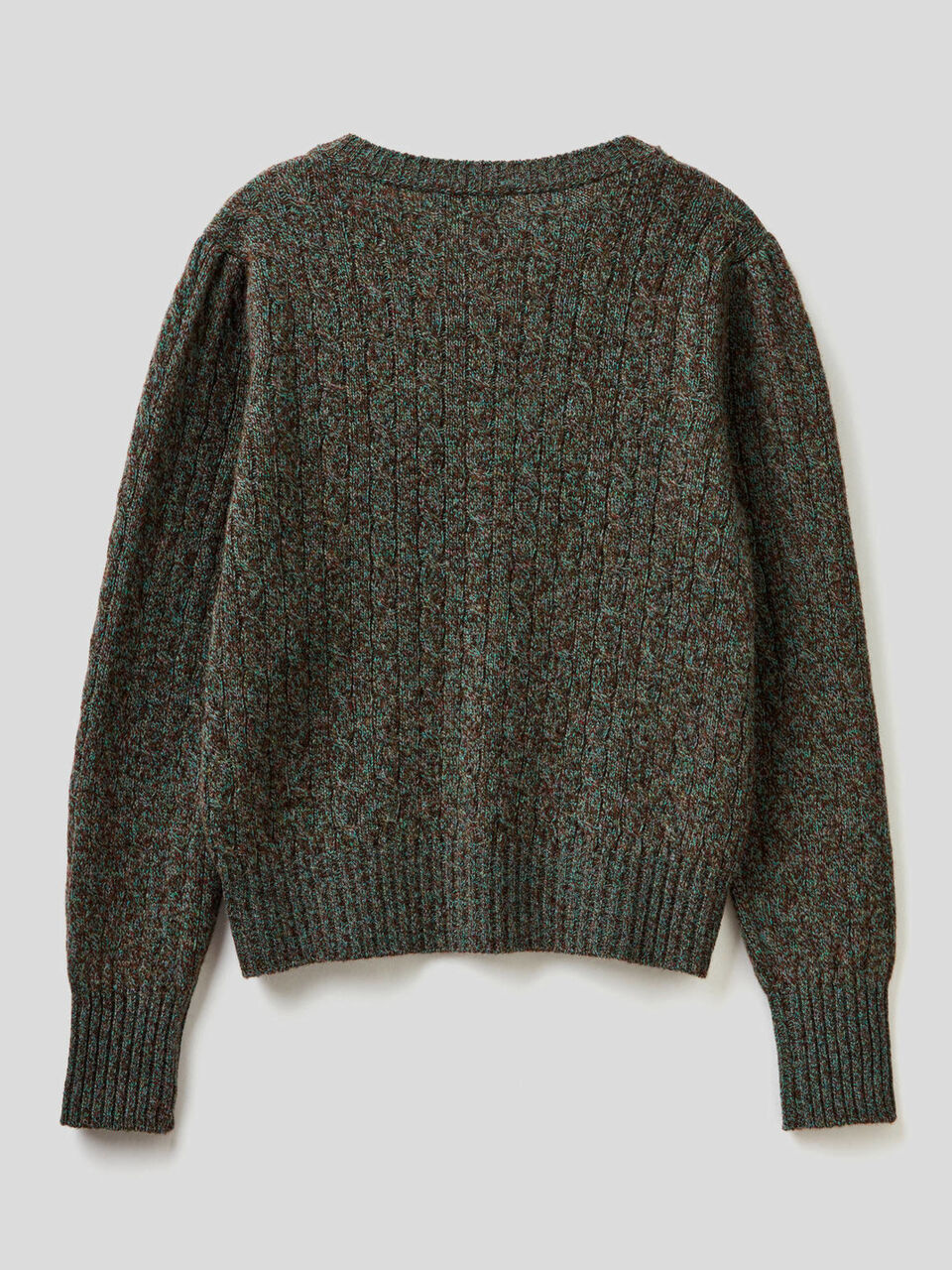 Cárdigan a trenzas en pura lana tricot Shetland image number 2