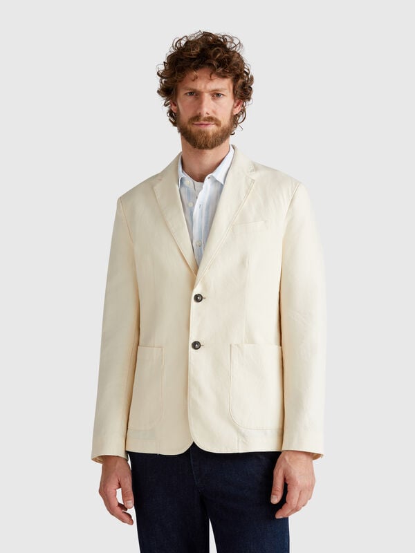 Americana slim fit en mezcla de lino Hombre
