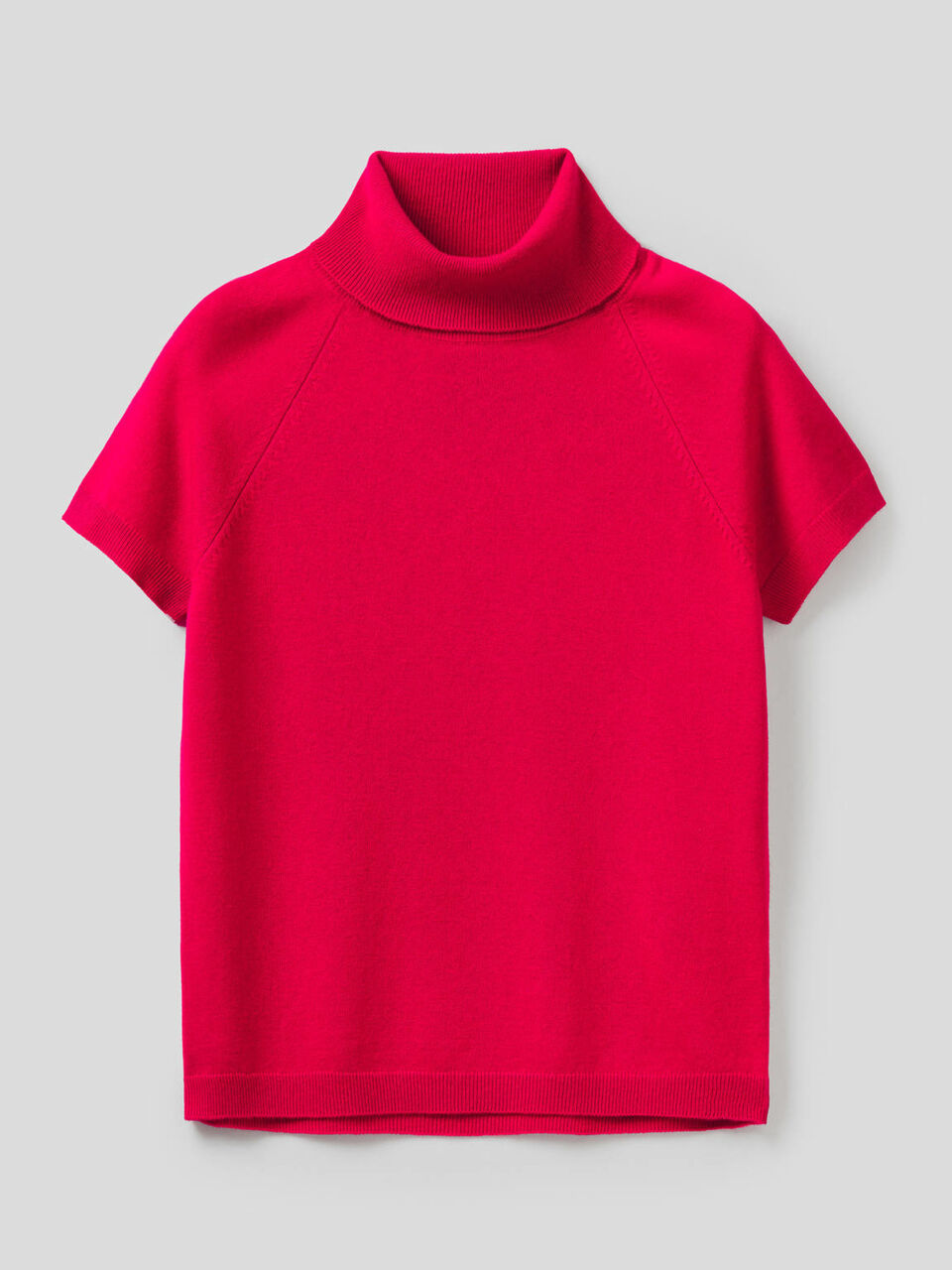Jersey de cuello alto de manga corta en mezcla de lana y cachemir image number 1