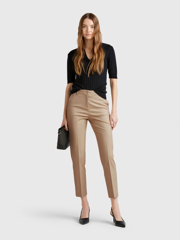 Chinos de algodón elástico Mujer