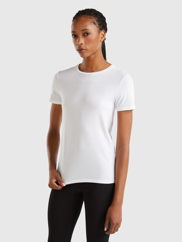 Camiseta de manga corta de algodón orgánico sumamente elástico Mujer