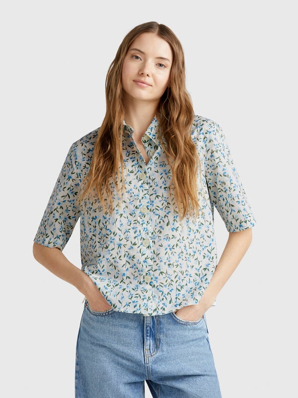 Camisa estampada de algodón ligero Mujer