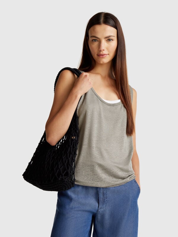 Camiseta de tirantes de puro lino Mujer
