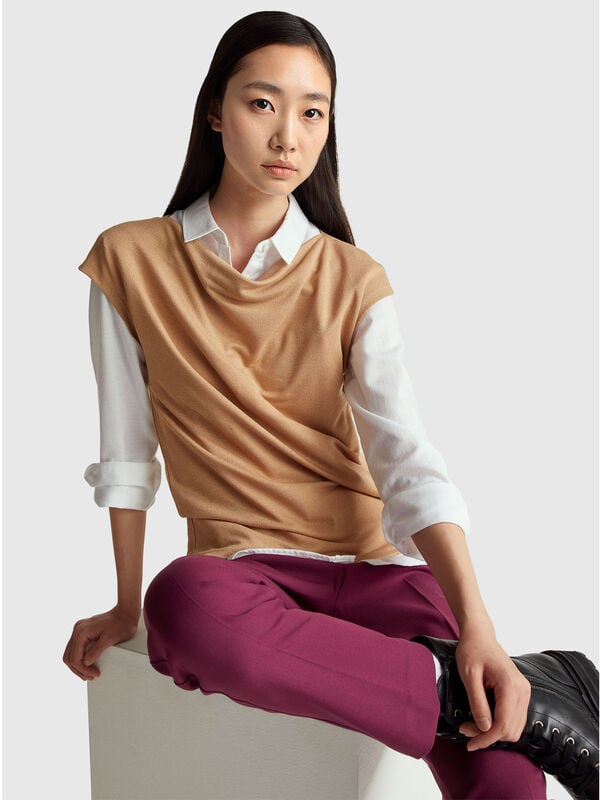 Camiseta sin mangas de crepé Mujer