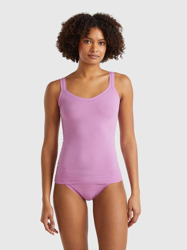 Camiseta interior de tirantes de algodón súper elástico Mujer