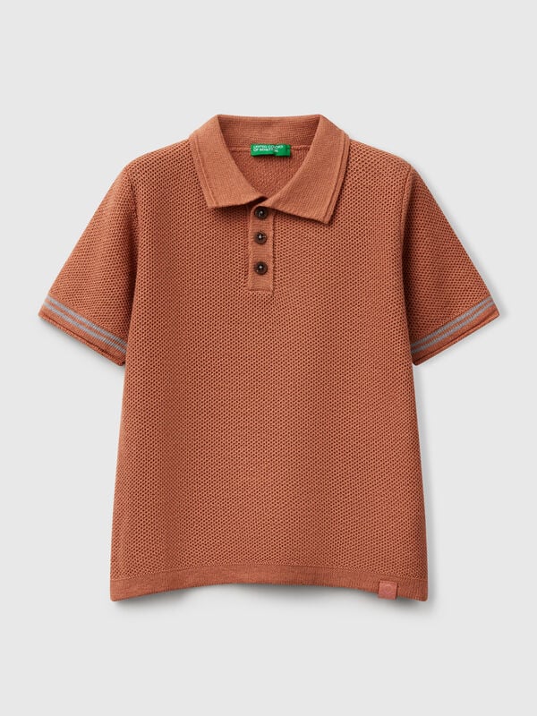 Polo de manga corta en mezcla de lino Niño