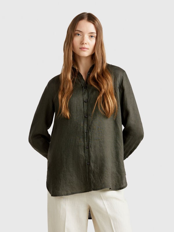 Camisa larga de puro lino Mujer