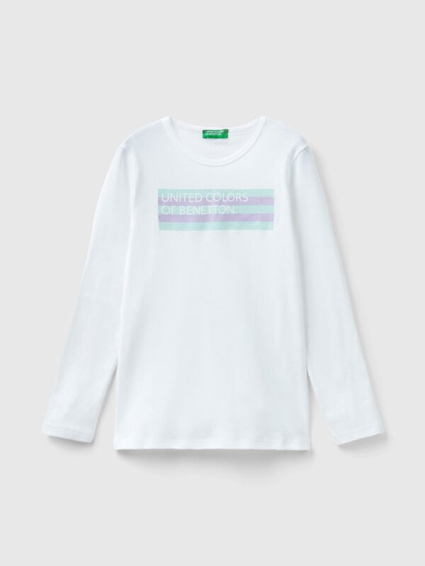 Camiseta de manga larga con estampado de glitter Niña