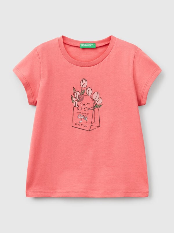 Camiseta de algodón con purpurina Niña