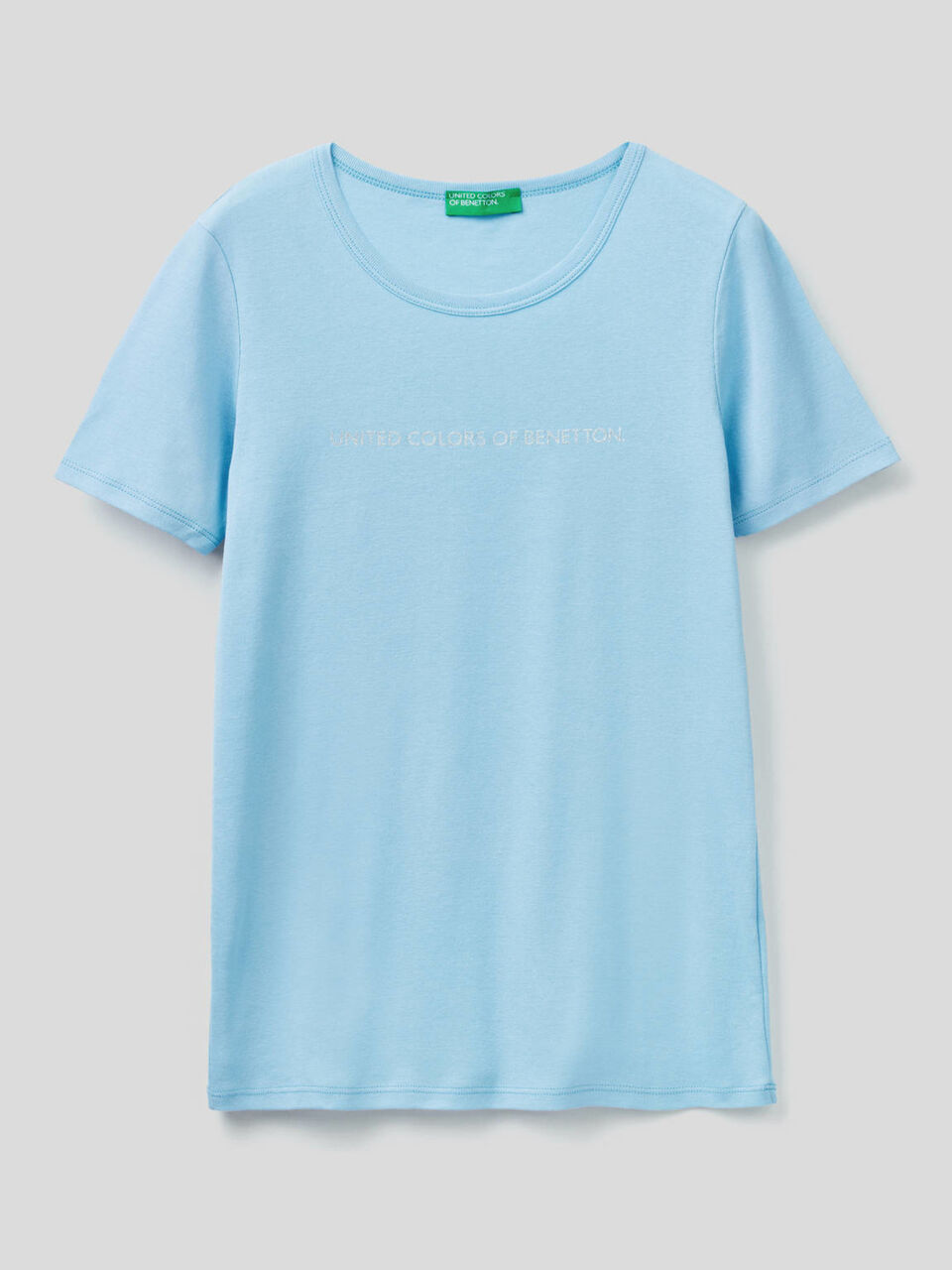 Camiseta de 100% algodón con estampado de logotipo con glitter image number 1