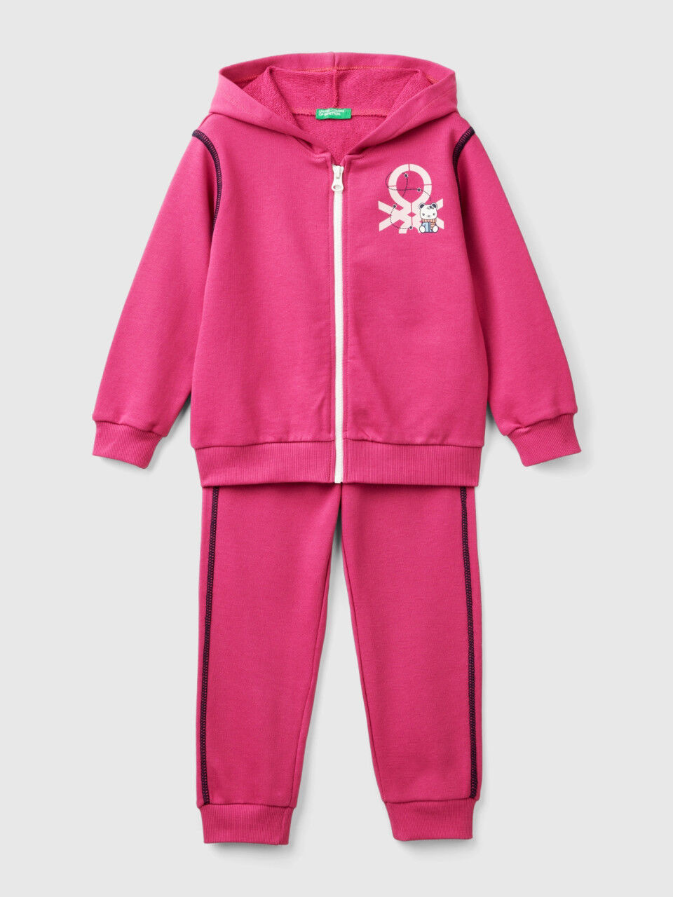 Chandal de felpa de 100 algodon Fucsia Benetton