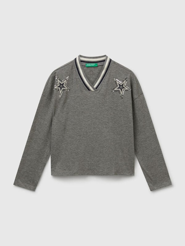 Camiseta con bordado de lentejuelas Niña