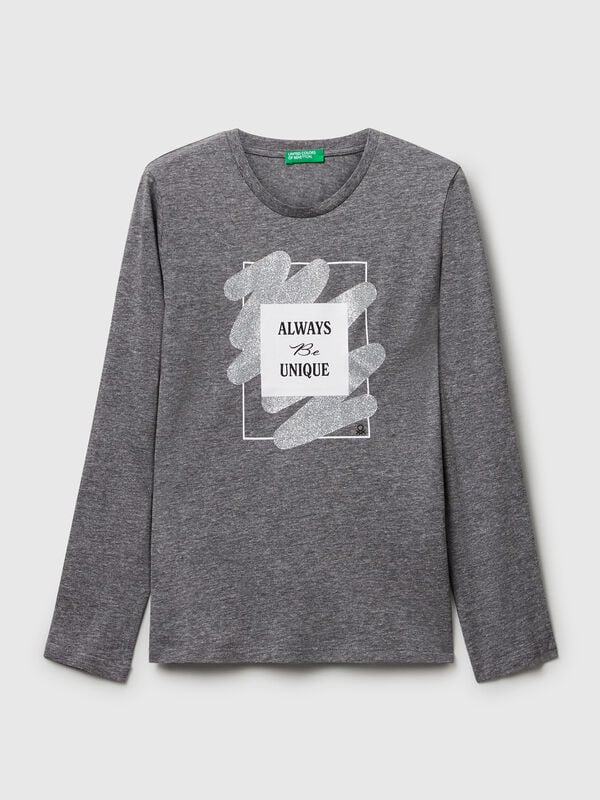 Camiseta con estampado de purpurina Niña
