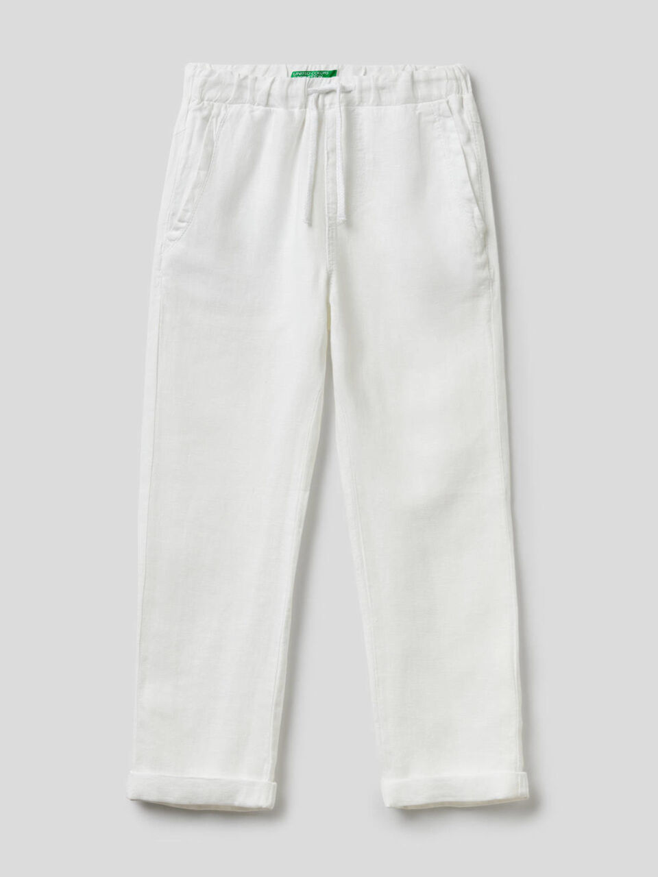 Pantalón de 100% lino con cordón de ajuste image number 1