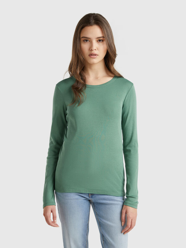 Camiseta de manga larga de algodón puro Mujer