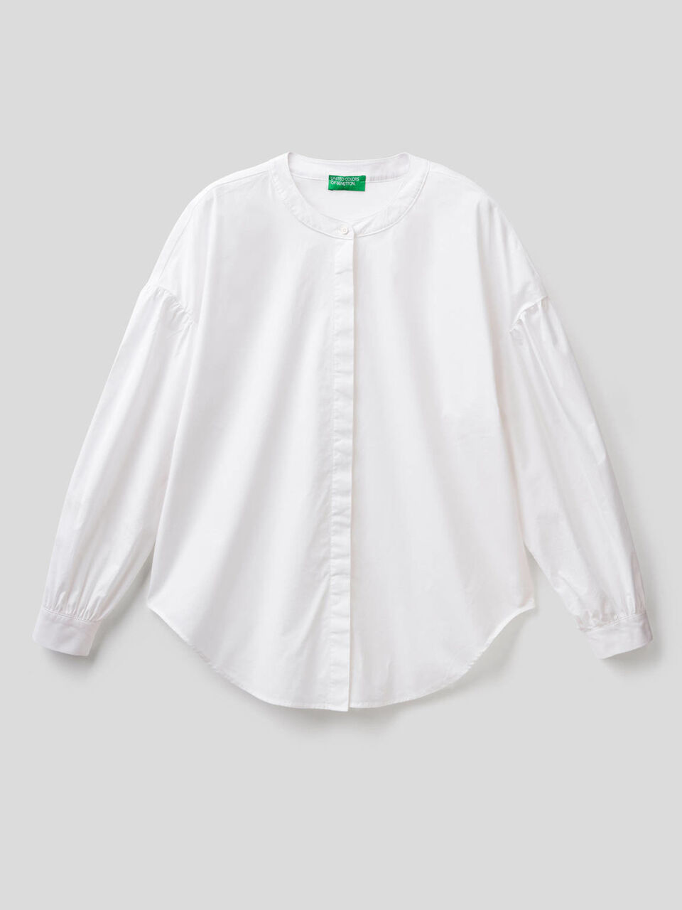 Blusa de algodón elástico con mangas abullonadas image number 1