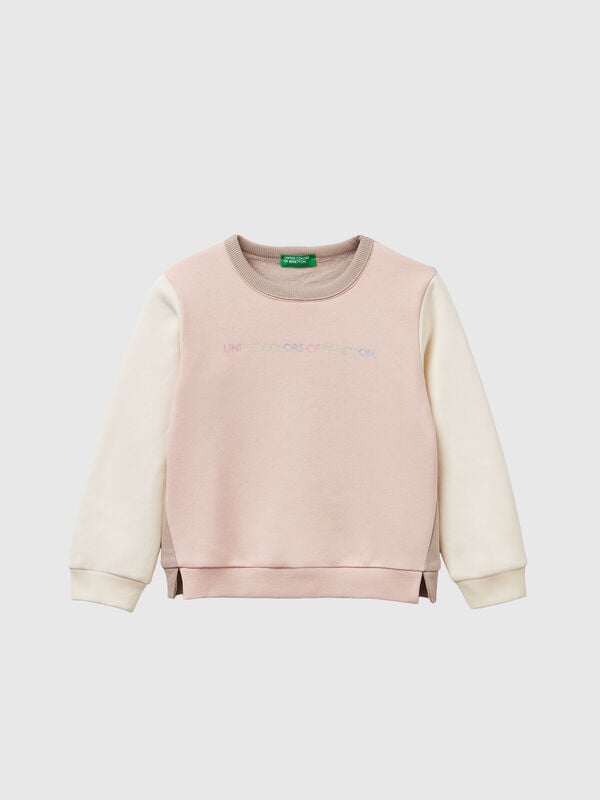 Sudadera cerrada con estampado de purpurina Niña