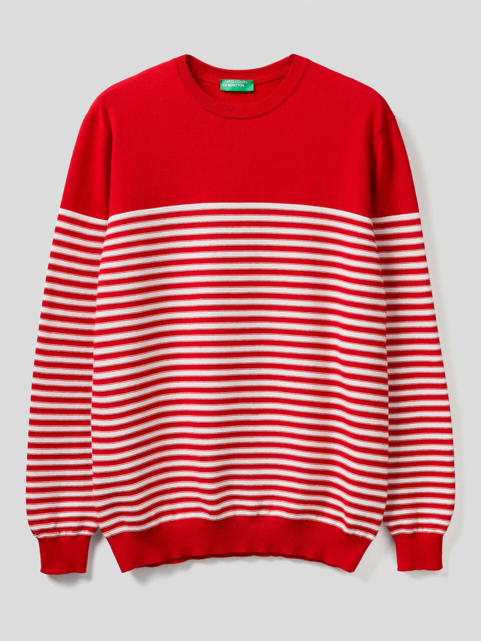 Jersey de rayas de 100 % algodón con cuello redondo image number 1