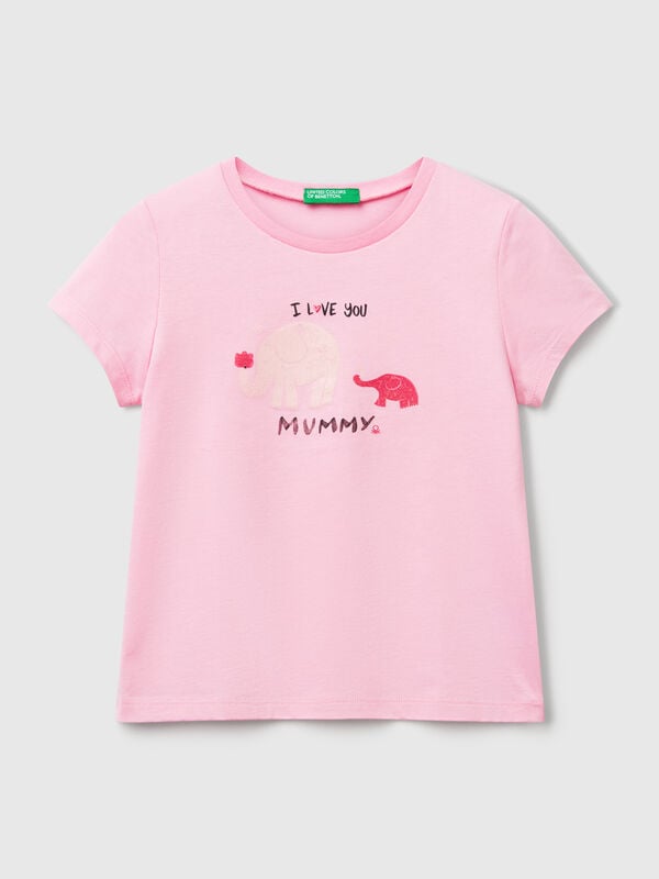 Camiseta regular fit con purpurina Niña