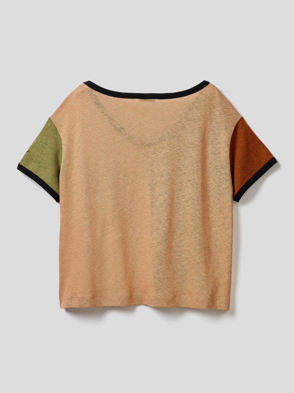 Camiseta color block en mezcla de algodón y lino image number 2