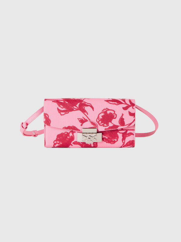 Bolso portamóvil rosa pastel con estampado floral Mujer