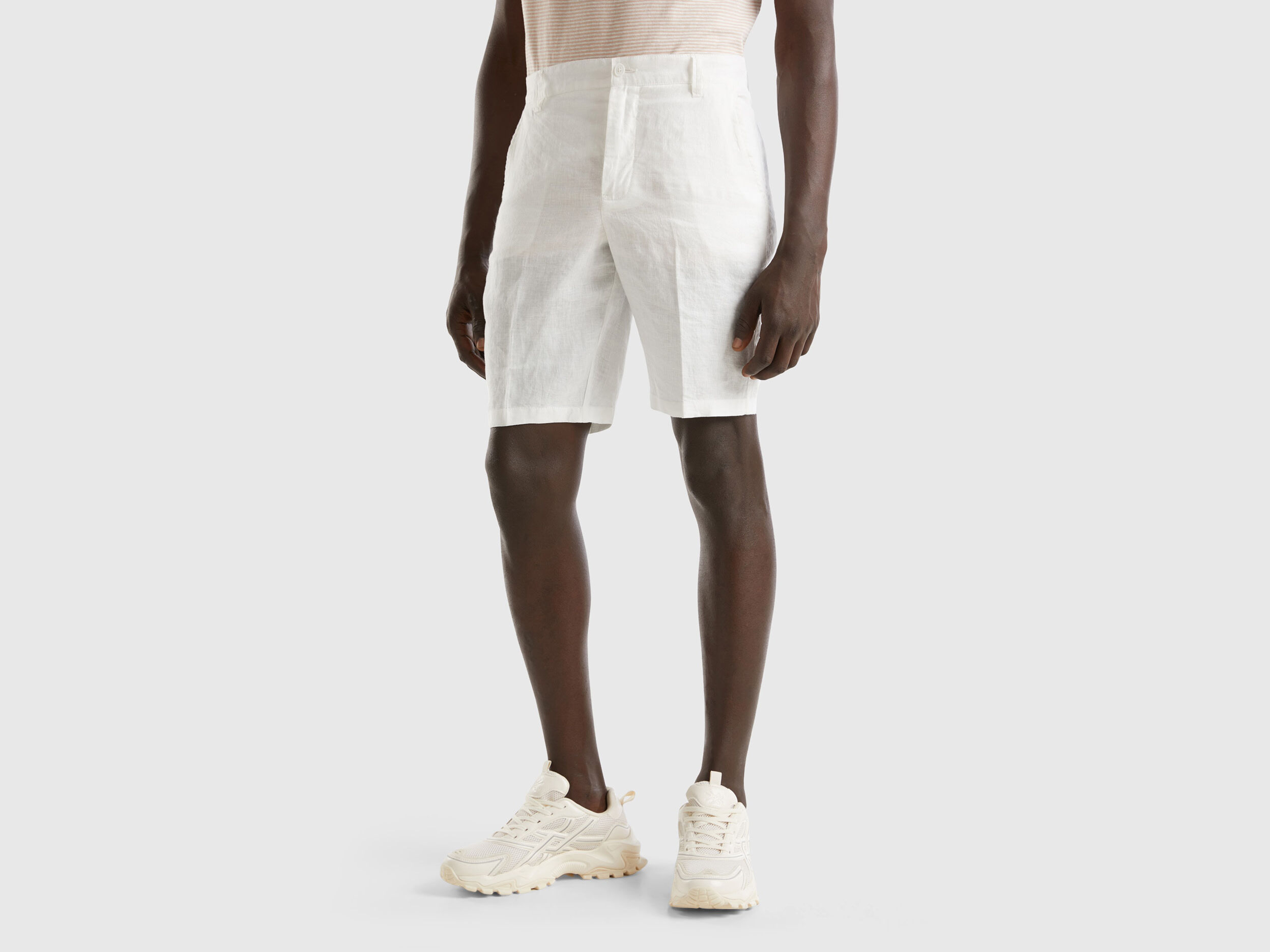 Bermudas de puro lino Blanco Crema Benetton