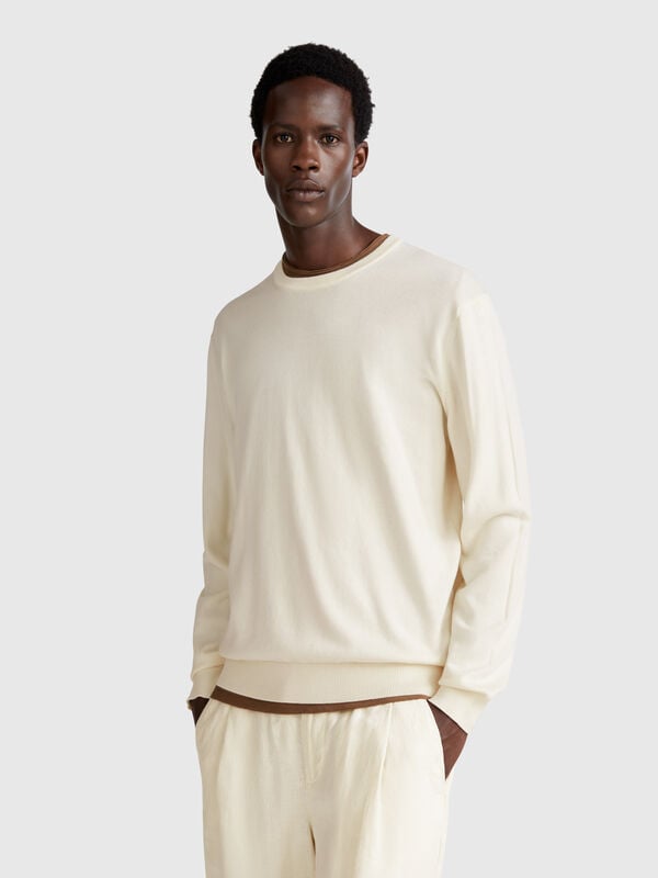 Jersey de cuello redondo de 100% algodón Hombre