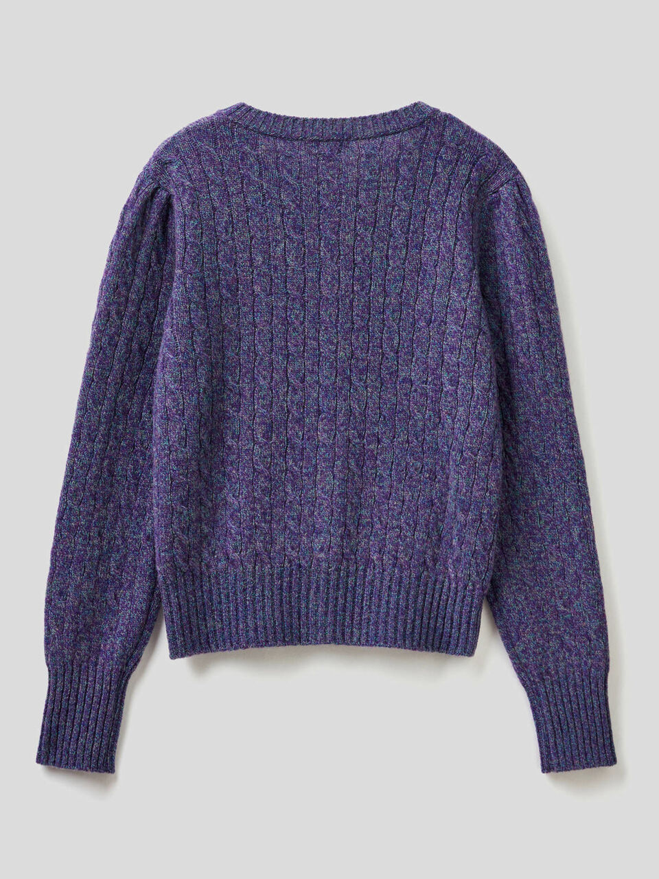 Cárdigan a trenzas en pura lana tricot Shetland image number 2