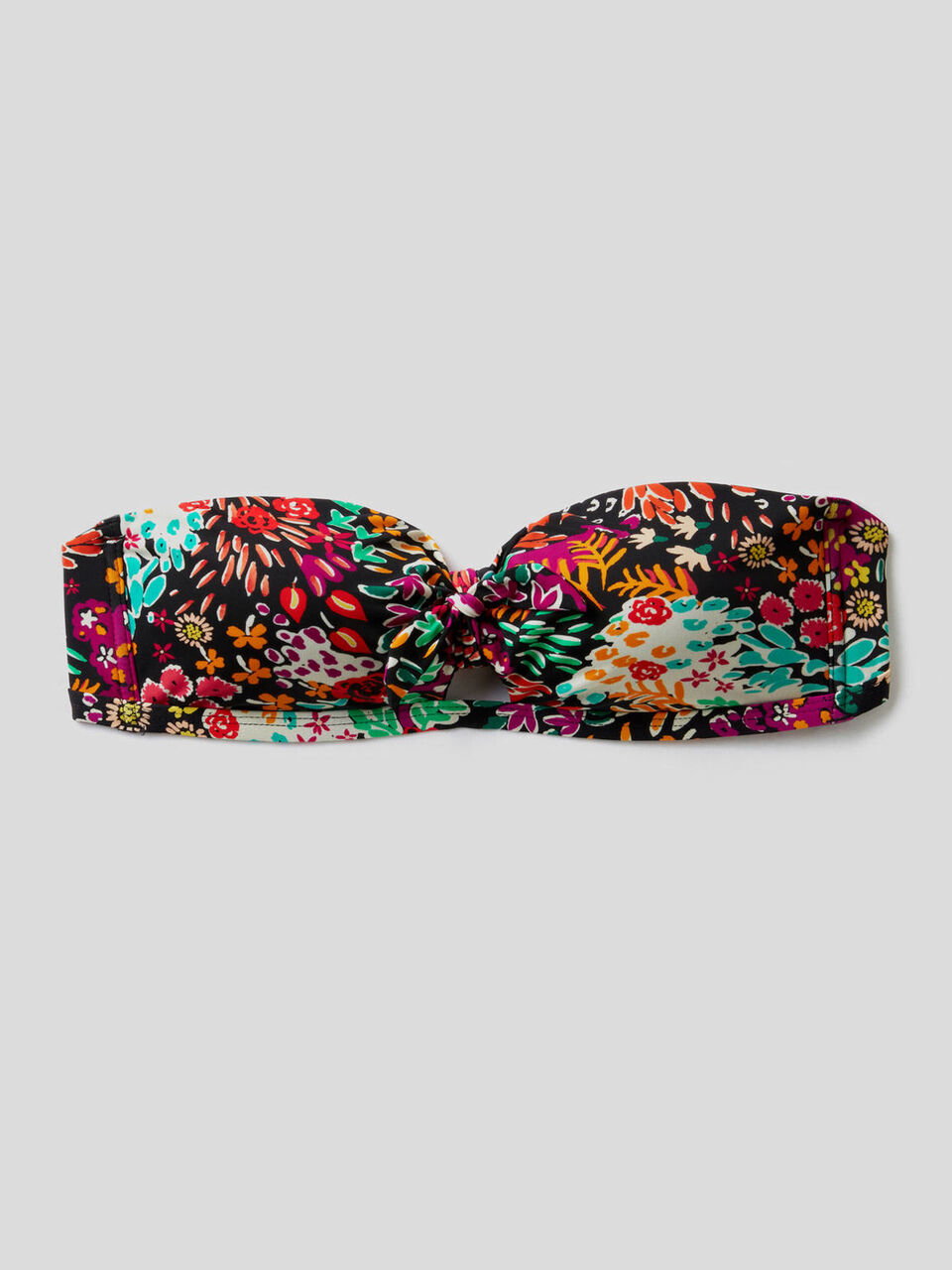 Sujetador de bikini bandeau con estampado tropical image number 1