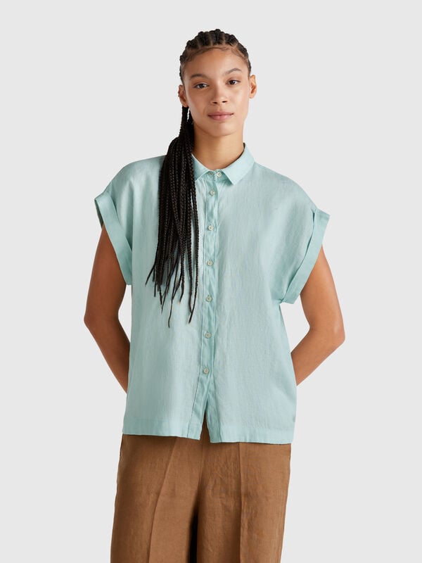Camisa regular fit de puro lino Mujer