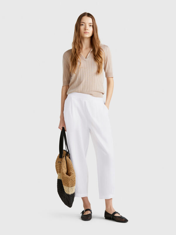 Pantalón suave de puro lino Mujer