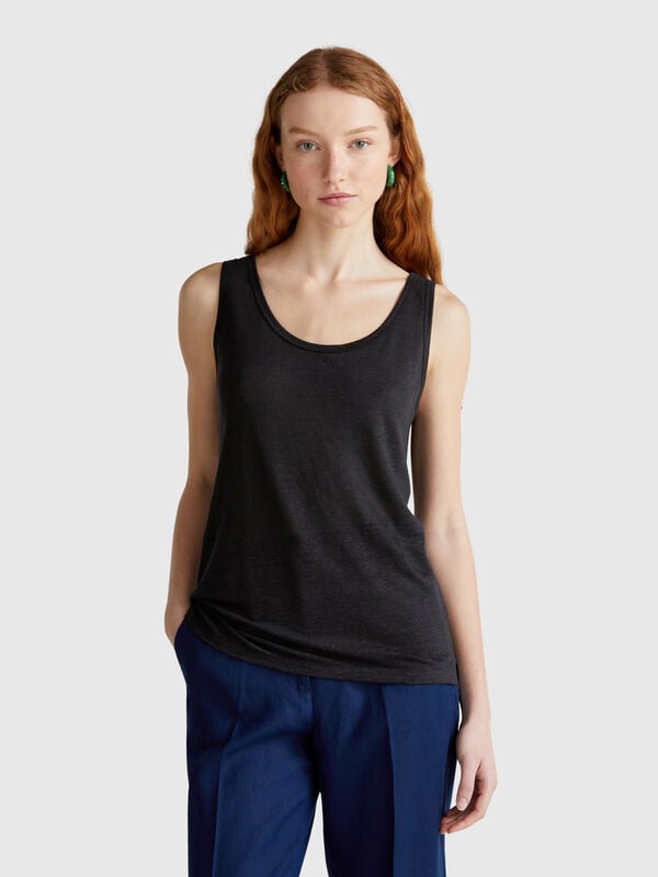 Camiseta de tirantes de puro lino Mujer