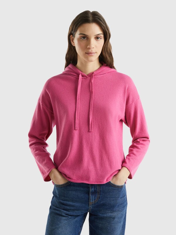 Jersey rosa de cachemir mixto con capucha Mujer