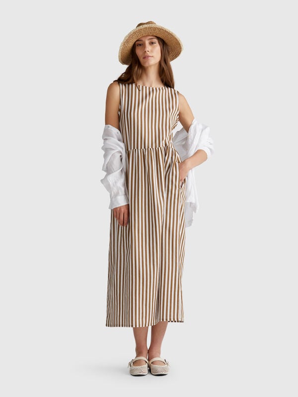 Vestido midi de rayas Mujer