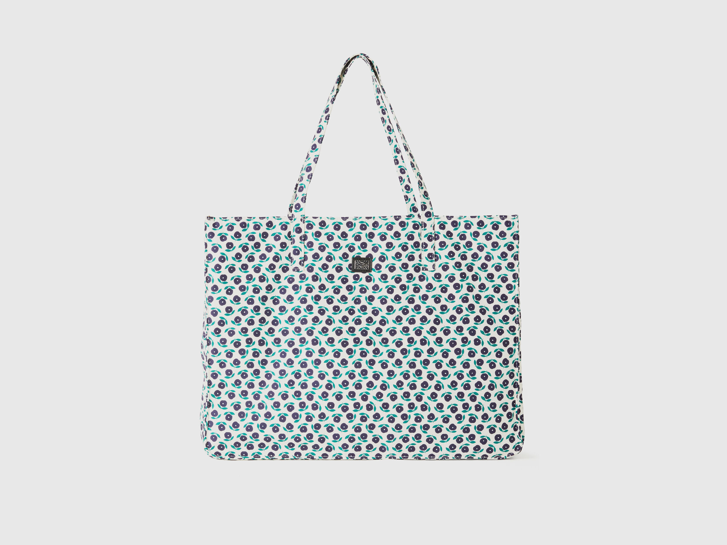 Bolso shopper de flores Blanco Benetton