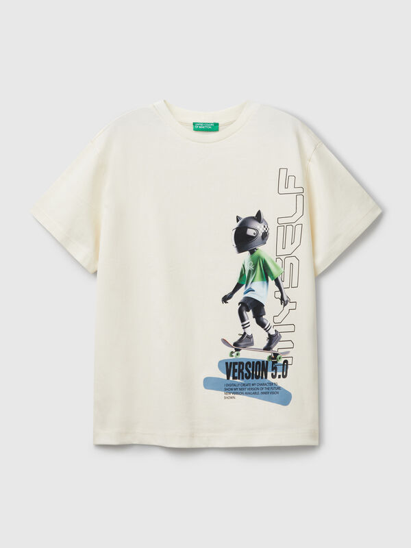 Camiseta blanca con estampado frontal Niño