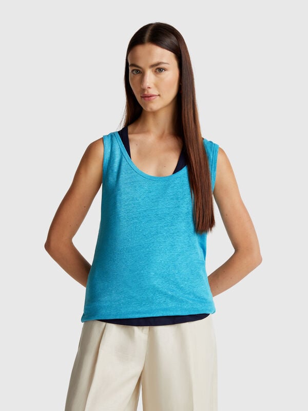 Camiseta de tirantes de puro lino Mujer